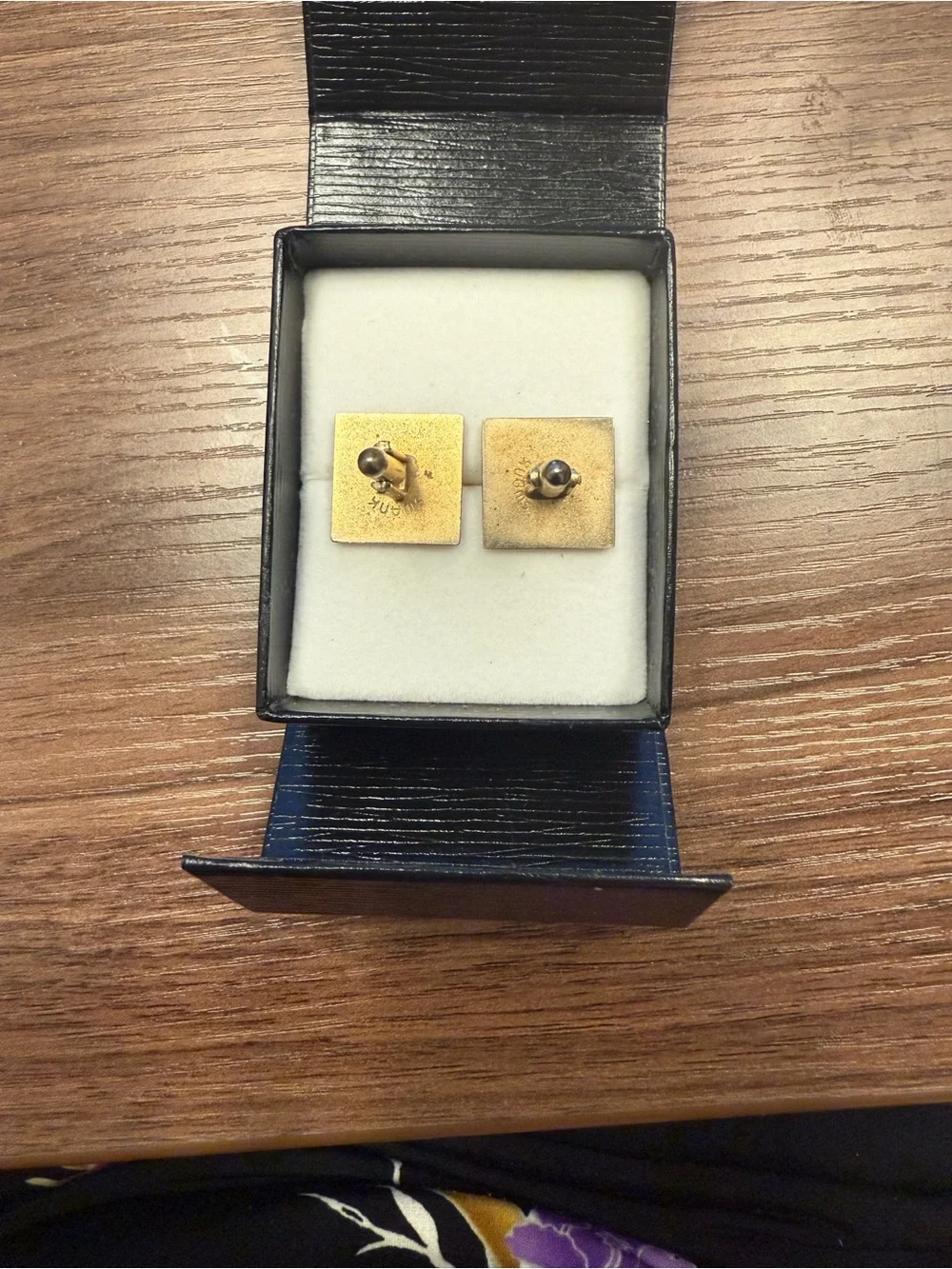 Vintage SWANK Gold Square Cufflinks with Diamond Grid Detail